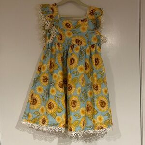 Cynthia Rowley Blue and Yellow Sunflower Kids Dress